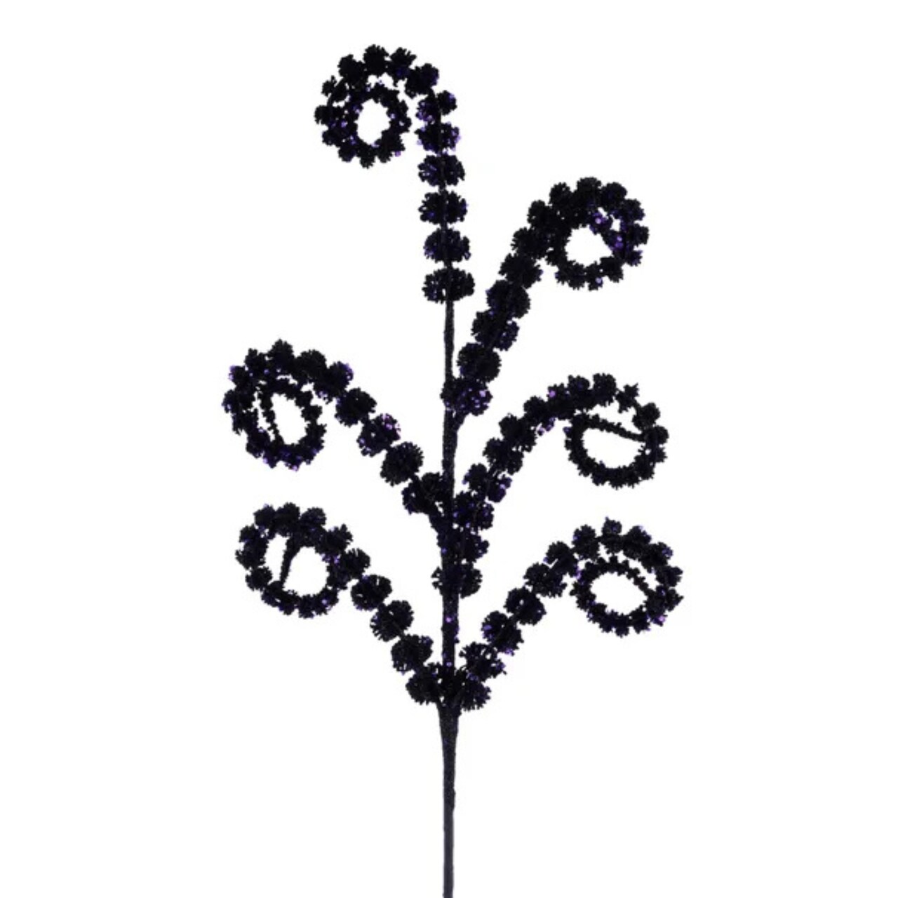 Black & Purple Glitter Coil Spray – 25" Curly Pick for Decor-HH1378Y2
